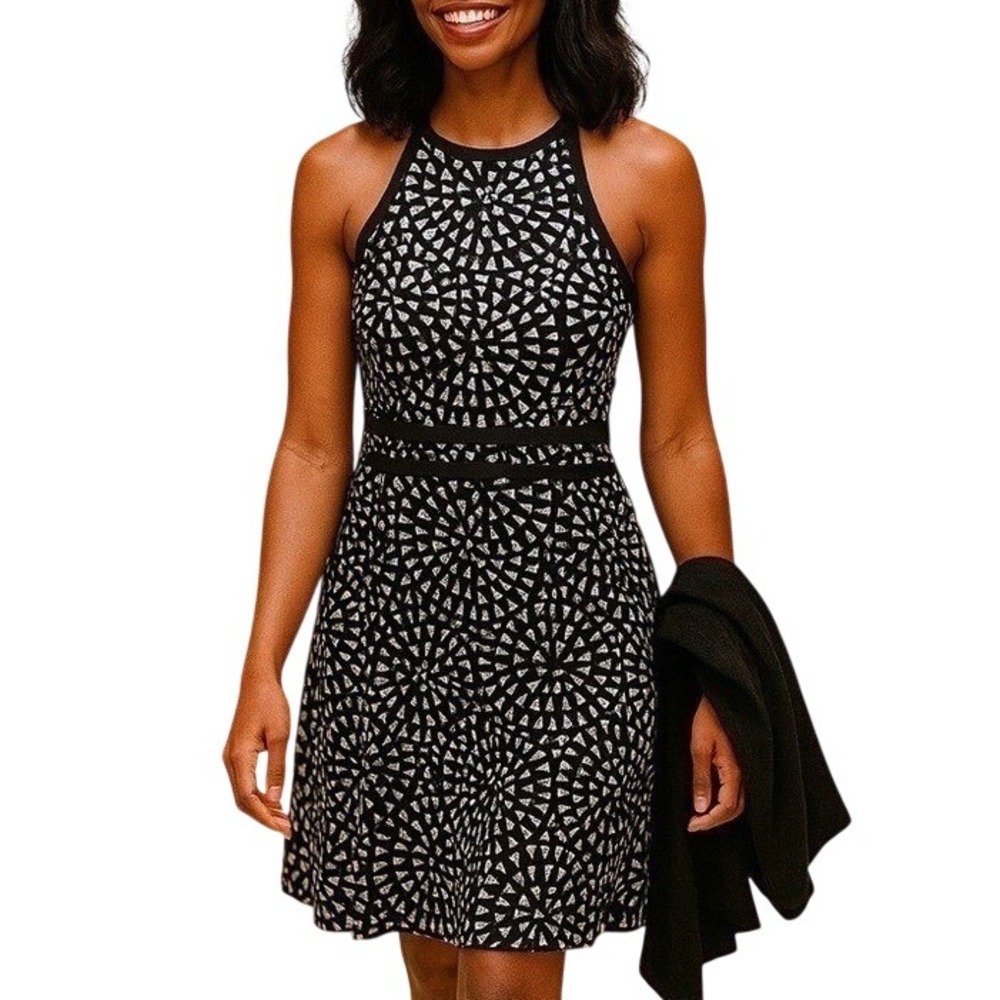 Mossimo Black/White Abstract A-Line Sleeveless Party Casual Dress